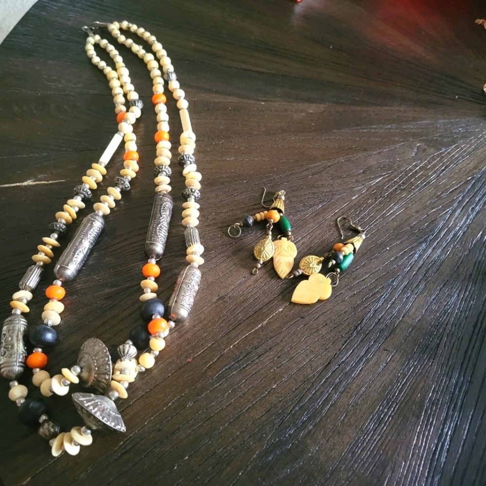 Vintage Metal Boho necklace/earrings